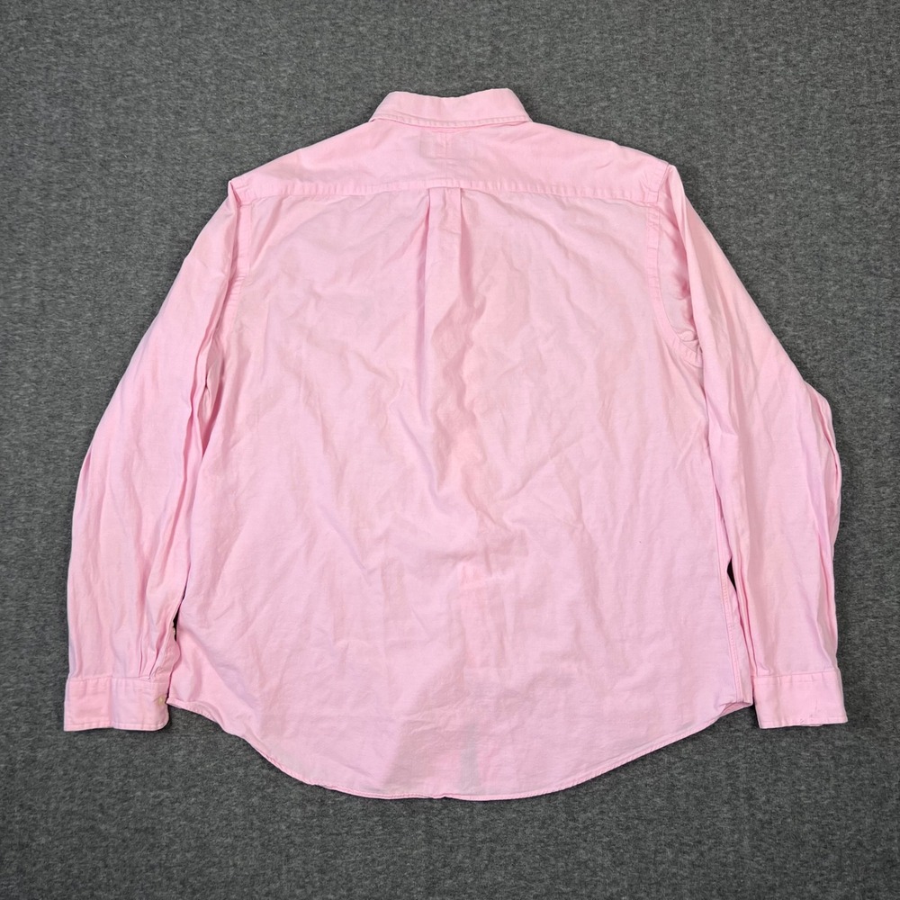 Vintage Ralph Lauren Button Down Shirt Men's XL Pink Custom Fit Teal Pony Preppy - Picture 4 of 8